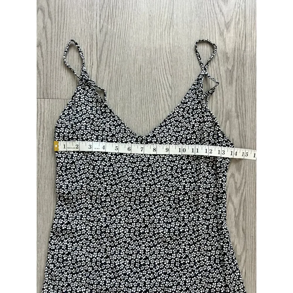 REFORMATION Marlowe Ditsy Floral Print Black & White Mini Dress Slip Dress - Picture 7 of 8